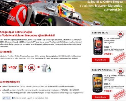 F1 nyereményjáték a Vodafone-nál