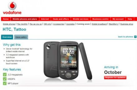 HTC Tattoo a Vodafone-nál