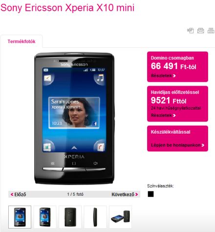 Xperia X10 Mini a T-Mobile kínálatában