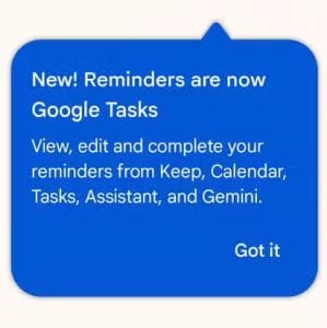 A Google Keep megkezdi az emlékeztetők átköltöztetését a Google Tasksbe