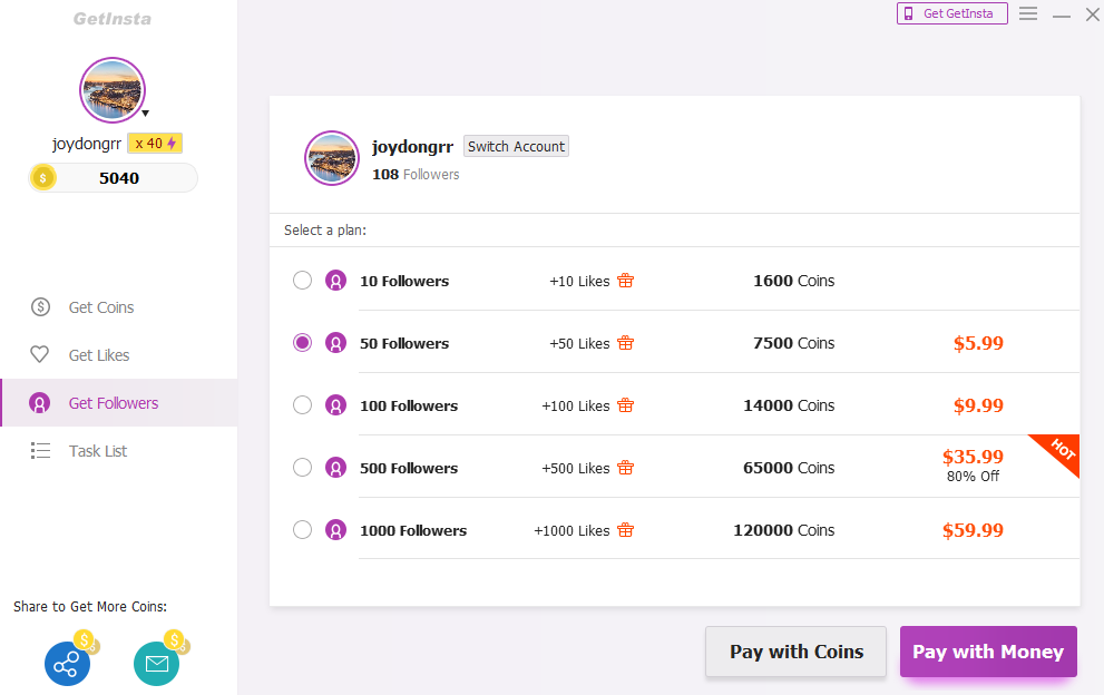 Növeld Instagram követőid számát és a lájkokat a GetInsta segítségével!