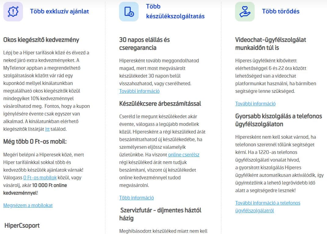 Újabb extrák járnak a Telenor Hipereseknek