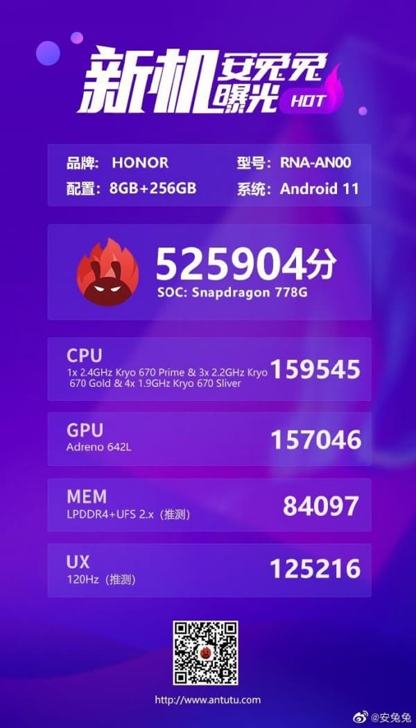 Benchmark program buktatta le a Honor 50 Pro-t