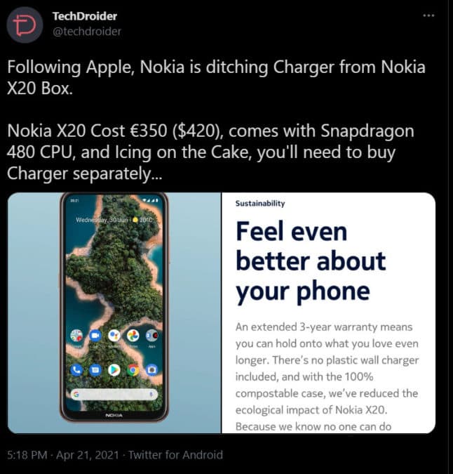 A legújabb büdzsé Nokia mellé sem jár töltő