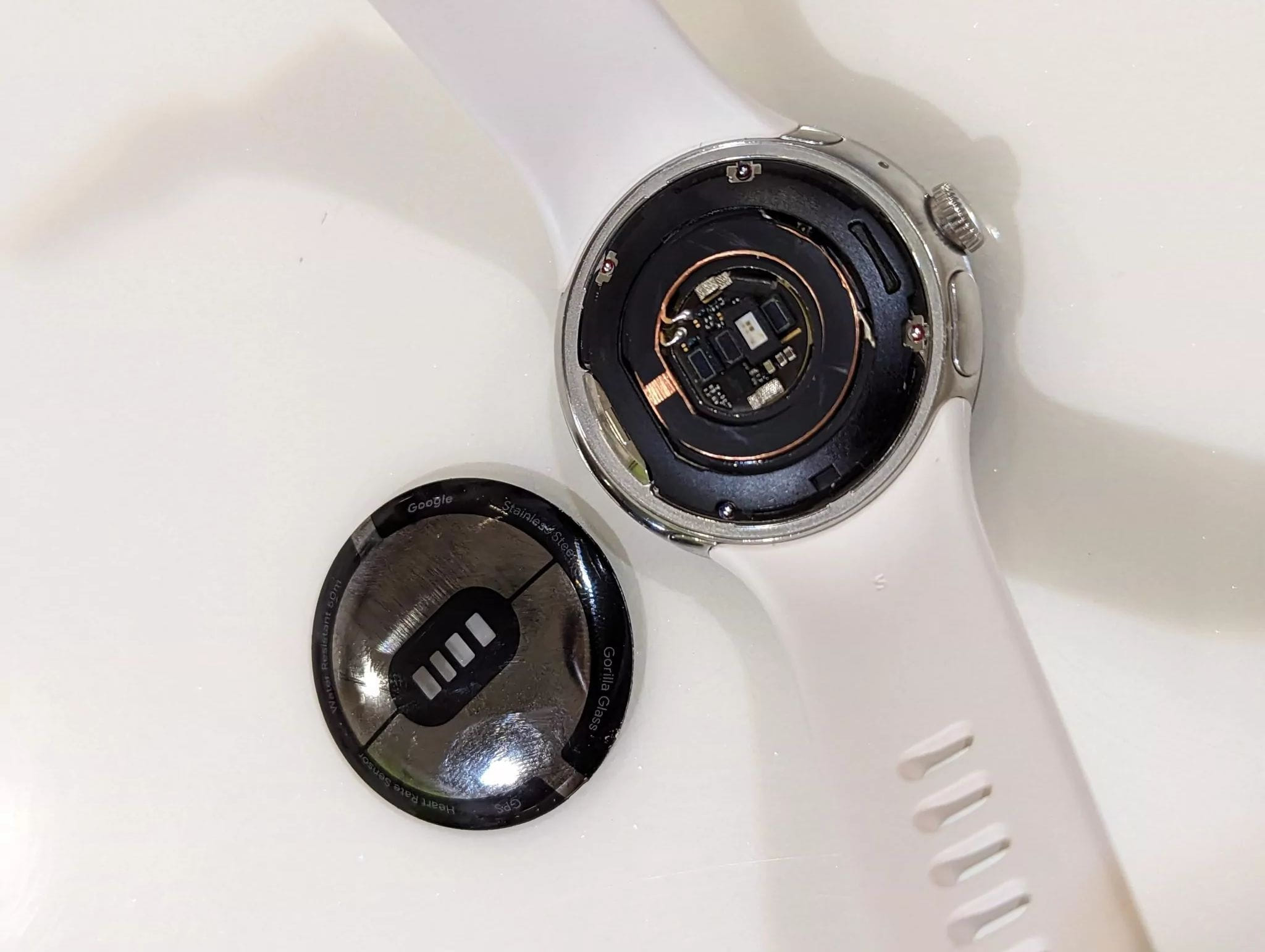 Leesik a Google Pixel Watch hátlapja