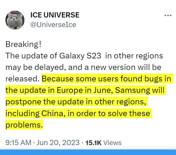 A Samsung Galaxy S23 sorozat júniusi frissítése késik a talált hibák miatt