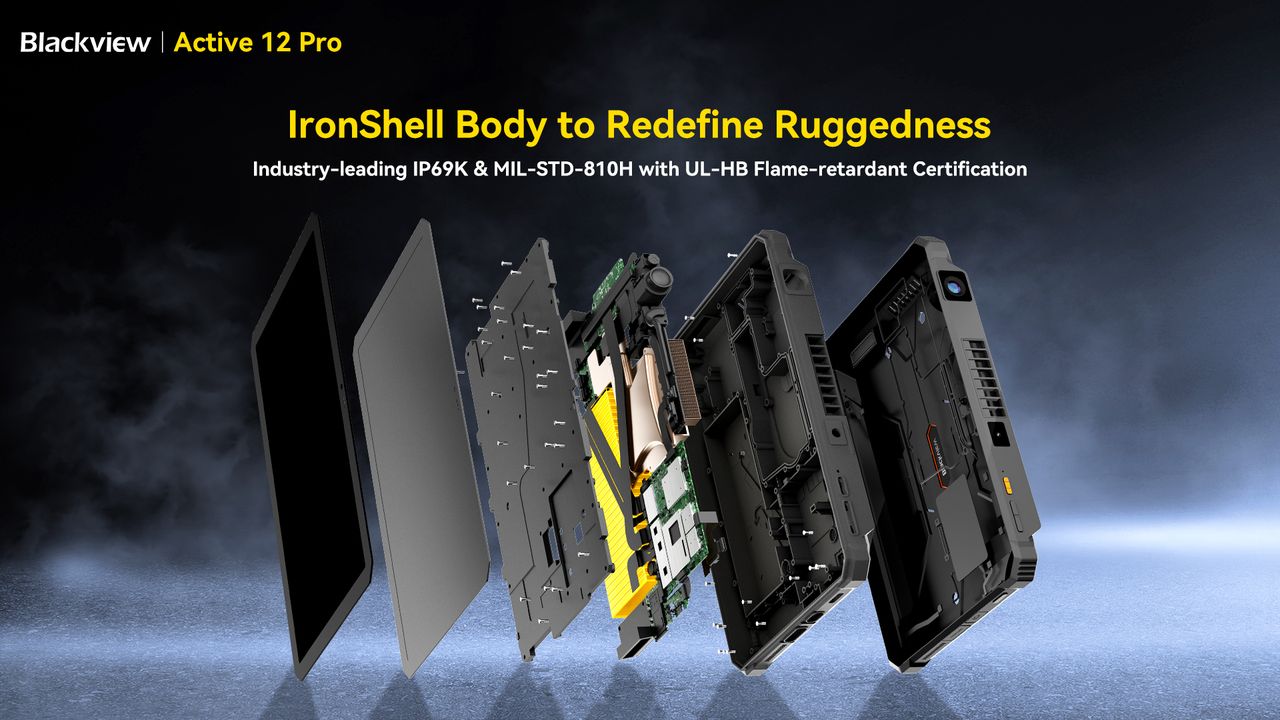 Blackview Active 12 Pro: Itt a világ első 5G-s strapa táblagépe beépített 120″-os projektorral és 30 000 mAh-s akkuval