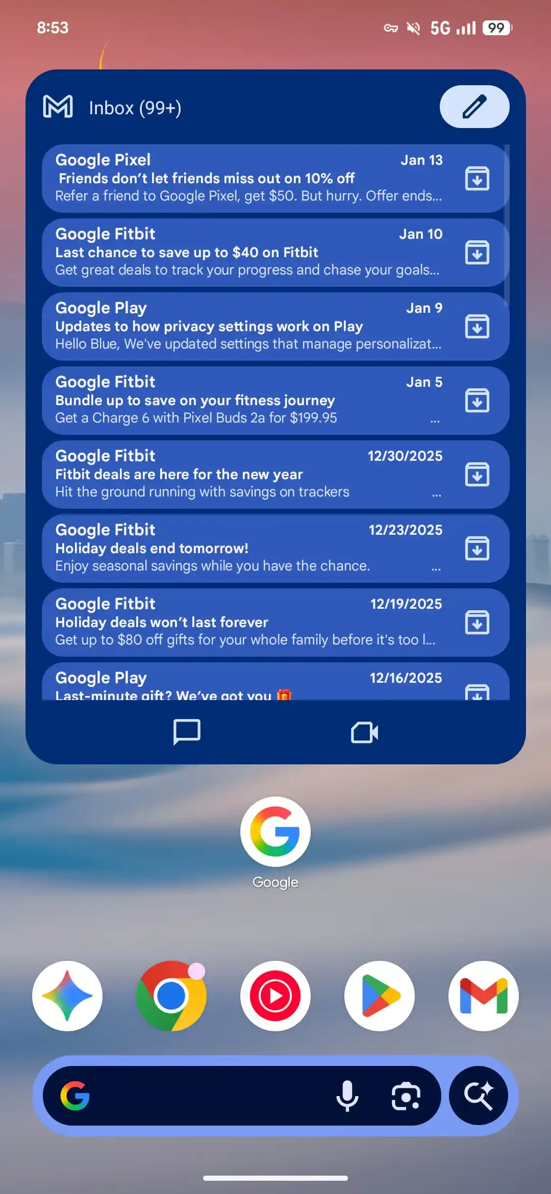 A Gmail Android-widgetje most még Material 3 Expressive-stílusúbb lett a könnyebb használatért