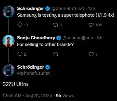 4x-es szuperteleobjektívvel érkezhet a Galaxy S27 Ultra