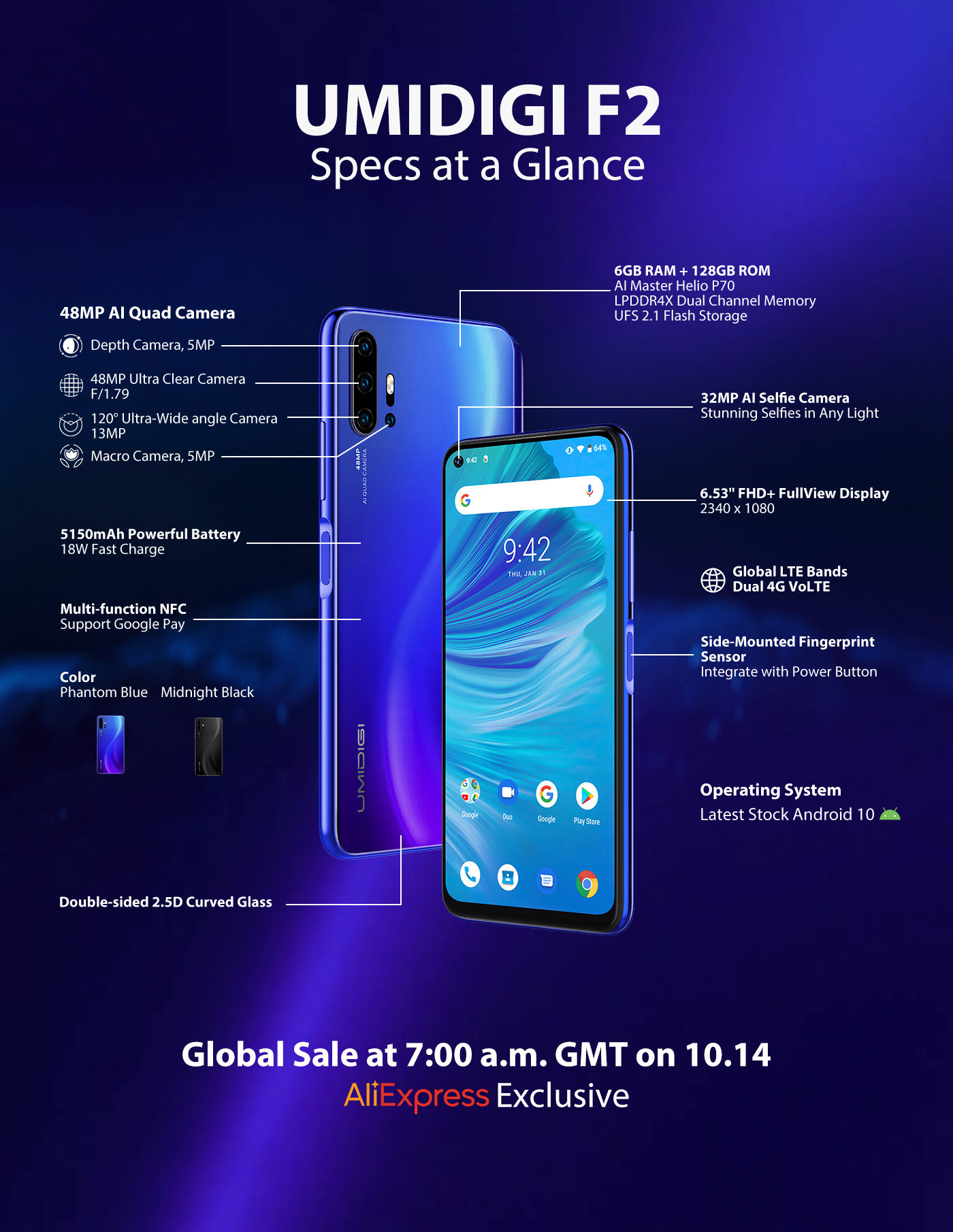 Android 10-zel és 5150mAh-s aksival jön az UMIDIGI F2