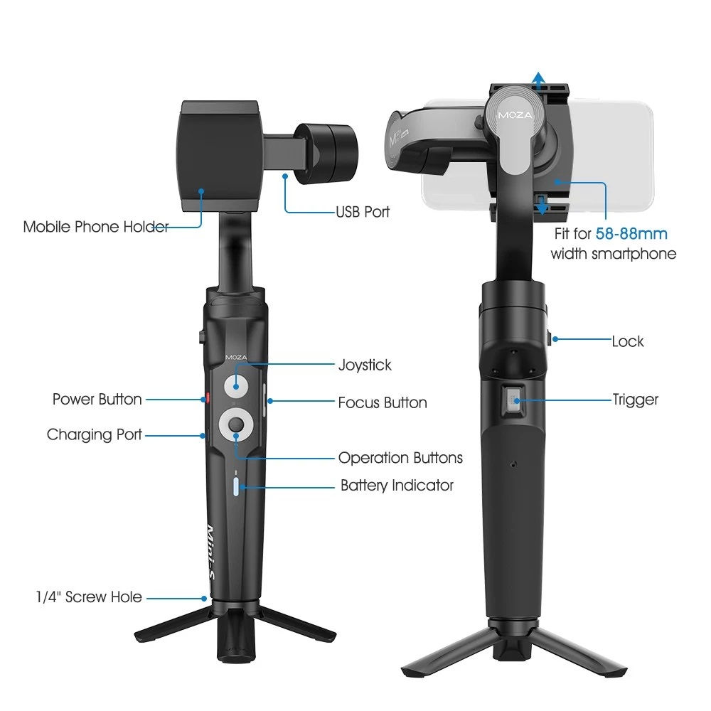 MOZA Mini S összecsukható gimbal, a profi videókhoz