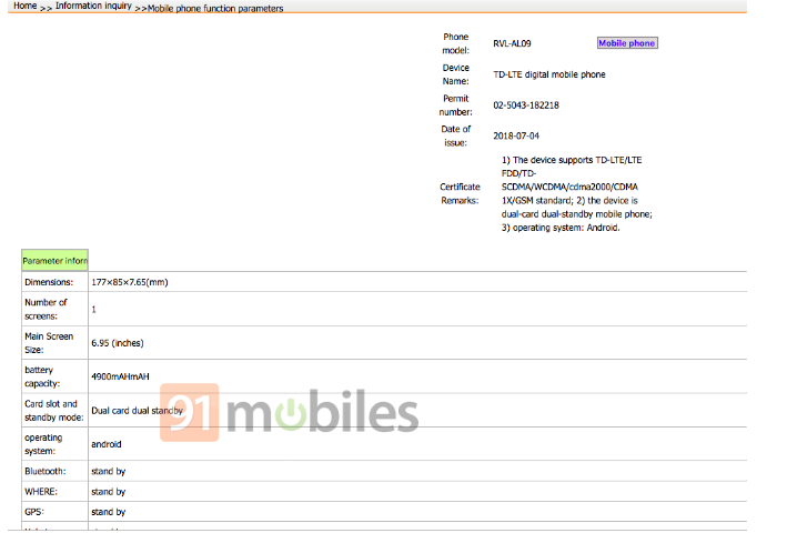 Honor Note 10: 4900 mAh-s teleppel