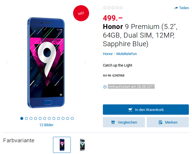 Honor 9 hat gigabájt RAM-mal