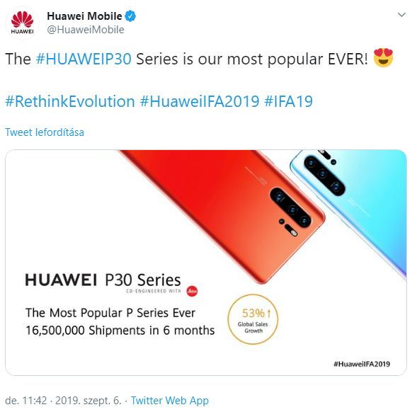 16 millióan választották a P30 szériát