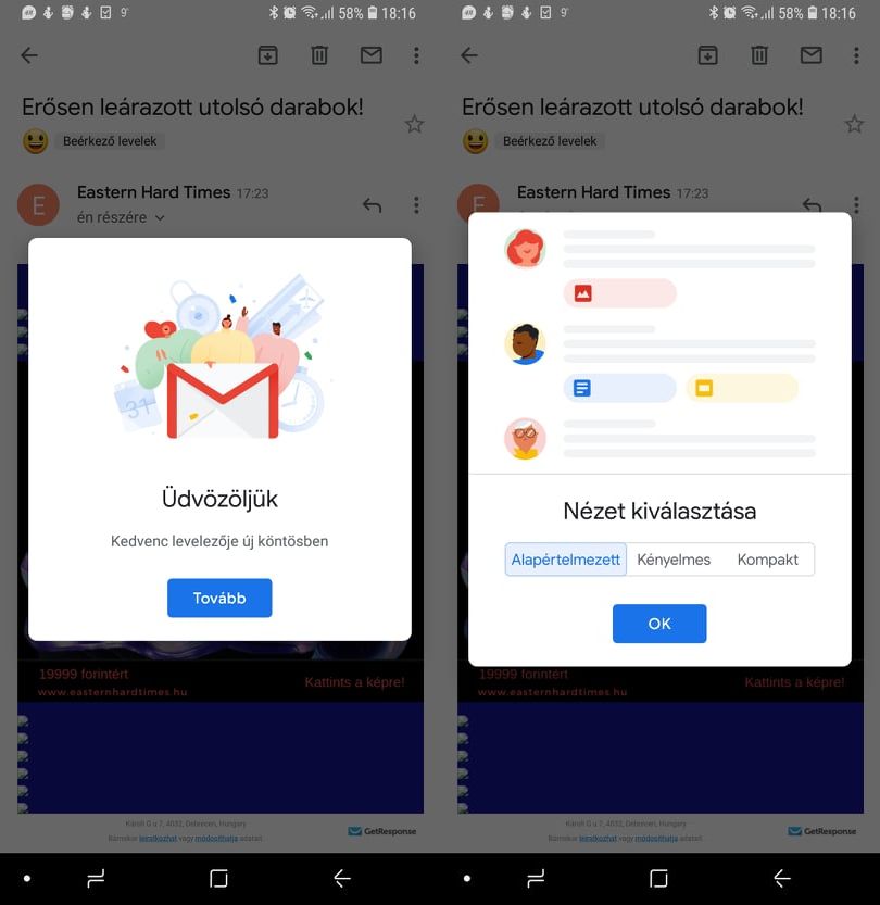 Megújult a Gmail app