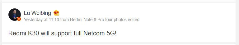 Már készül a Redmi K30