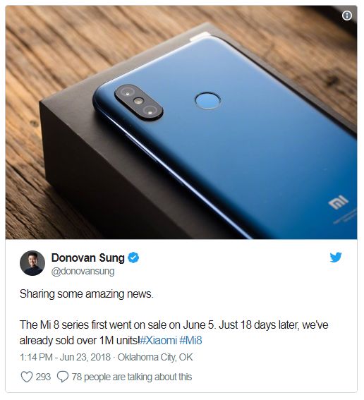 Már egymillió Xiaomi Mi 8 fogyott